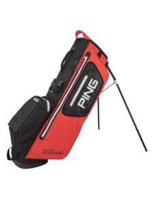 Ping golftas Hoofer Monsoon Stand Bag rood-zwart-wit
