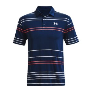 Under Armour heren golfpolo Playoff 2.0 Pitch Stripe blauw-wit-rood