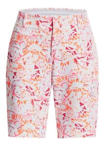 Under Armour dames golfbermuda Links print wit-rozerood-oranje