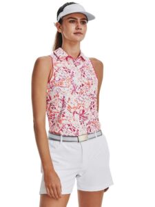 Under Armour dames golfpolo sleeveless Iso-Chill print wit-rozerood-oranje