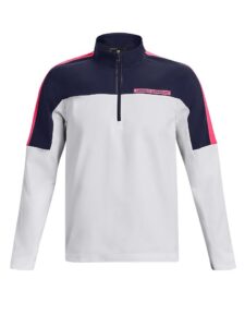 Under Armour heren golfjack Storm Windstrike halfzip wit-blauw-roze